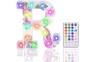 HIYAA Buchstaben Lichter, LED Alphabet Lampe 18 Color Changing LED Buchstabe Licht Beleuchtete Buchstaben Nachtlichter mit Fernbedienung für Mädchen Geschenke Geburtstag Bar Hochzeit Party Weihnachten - R