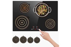 LURNODY 4 Pezzi Protezione Piano Induzione, Tappetino Protettivo per Piano Cottura a Induzione 22cm/24cm, Tappetini Antiscivolo in Silicone, Effetto Cambia Colore, Antiscivolo, Resistente al Calore, Rotondo