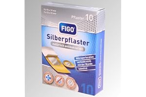 UNBEKANNT Figo Lot de 10 pansements argentés, 2 tailles, sans latex, antibactériens