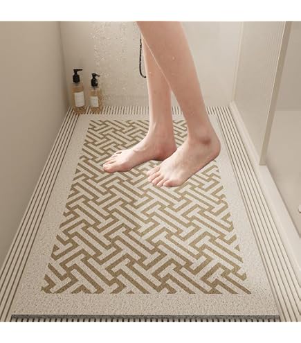 Tapis De Douche Antidérapant Massage 80×120 Cm – PVC Doux Style Luffa, Drainage Rapide, Noir