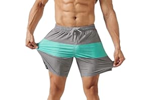 MaaMgic 7" Bañador Elastico Hombre de Natación Estiramiento de 4 vías Secado Rápido Interior de Malla Traje de Baño Deportivos 4-Way Stretch