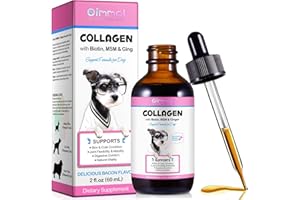 YijiaXingzhou Liquid Collagen for Dogs, Skin and Coat Collagen Supplement, Dog Joint Supplements, Dog Collagen Drops with Biotin, MSM, Ginger, Bacon Flavor