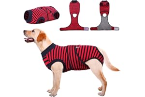 Kuoser Combinaison de Récupération à Rayures pour Chiens, Chats Après Chirurgie, Protection des Plaies Abdominales/Maladies de la Peau, Alternative au Collier Électronique pour Animal de Compagnie