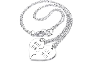 PiercingJak 2X Freundschaftskette mit Big SIS/Lil SIS Herz Puzzle Anhänger Große Kleine Schwester Halsketten Legierung Ketten Freundschaft Geschenke für Schwestern Freundin