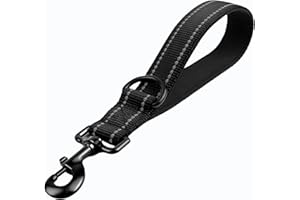 DRATENGER Laisse Courte pour Chien de 30 cm, avec Clip en métal et Rembourrage Doux, réfléchissante, en Nylon, Convient aux Chiens de Taille Moyenne et Grande (Noir, Taille M)