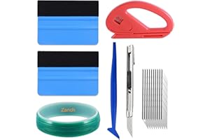 Zanch Kit di Attrezzi di Installazione di pellicole per vetri per Auto con Spatola Professionale, 5M Nastro da Taglio Senza Coltello per Pellicola Wrapping, vetri oscurati Auto, Pellicola vetri Auto