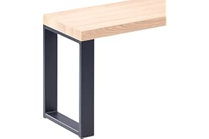 LAMO Manufaktur Banco para Mesa de Comedor 30x80x47 cm (Ancho x Largo x Alto), Patas para Muebles Modelo Simple Gris/Asiento En Bruto, LSB-01-A-001-80-7016S