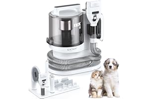 KACNON Aspirateur poil de chien, Professionnelle Tondeuse Chien, 13000 Pa Aspirateur Poil de Chien Chat avec divers Outils de Toilettage, 3.3L Silencieuse Ultra-Récipient pour tous les chiens et chats