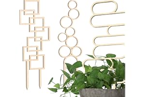 Decorify Treillis Plantes Grimpantes 3 Pièces - Treillis en Bois Plante Grimpante Interieur - Décoratif Petits Treillis pour Fleurs en Pot - 40,5/40,5/39 cm - Frame/Levels/Bubble - Naturel
