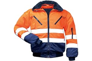 NORWAY Warnschutz-Piloten-Jacke Arbeits-Jacke - EN 471 Klasse 3-4 in 1 Funktion - orange/marine - Größe: M