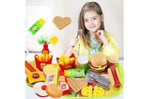 FQDVM Kitchen Accessories Play Food Set Gifts for 2 3 4 5 6 7 Year Old Girls Boys, Children Pretend Role Play Game, Kids Toys for Christmas Birthday Gift Age 3+