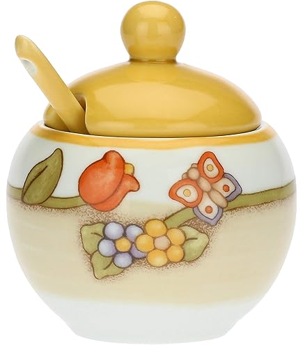 Idea Regalo Arredo Casa Svuotatasche THUN Marisol In Ceramica - Decorazione Con Girasole E Farfalle Per Soggiorno Thun Offerte