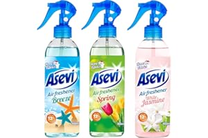 GENERIC Asevi Air Freshener Room Spray Bundle (3 x 400ml) Breeze, White Jasmine, Spring