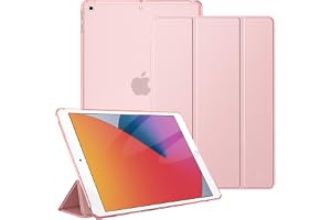 FINTIE Coque Compatible avec iPad 10.2 Pouces 9e/8e/7e Génération (2021/2020/2019) - Etui Fin Léger Housse Arrière Transparente Mate, Or Rose