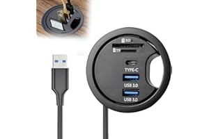 AICHARYNIC Koncentrator USB 3.0 z czytnikiem kart SD/TF, 60 mm tulejka na biurko, stacja dokująca z 2 portami USB typu C i 2 portami USB, koncentrator do komputera stacjonarnego, przejścia stołu, koncentrator