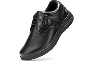 FitVille Diabetiker Schuhe Damen Extra Weit Leder Mokassins Slippers Orthopädische Schuhe mit Klettverschluss Verstellbare Loafers Bequemer Elegant Walkingschuhe für Geschwollene Füße