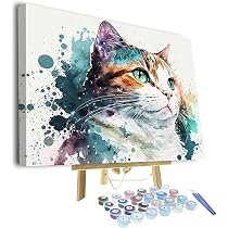 Kit De Pintura Por Números Para Adultos - Lienzo 16x20 Pulgadas, Gato Negro, Incluye Pinturas Y Pinceles