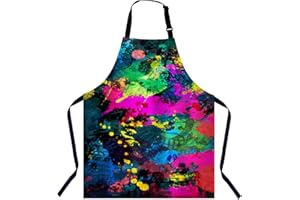 BGBDEIA Colorful Paint Splatter Kitchen Apron for Women Men, Adjustable Apron Chef Bakers Apron Cooking Apron Cooking Baking Gardening