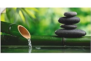 ARTland Wanddeko Wandtattoo selbstklebende Vinylfolie 60x30 cm Asien Bambus Wellness Zen Steine Asiatische Motive Spa S5YF