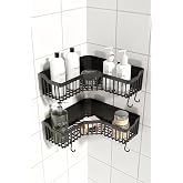 ATA HOME Banyor Corner Adhesive Bathroom Shelf, 2-Piece Bathroom Organizer, Shower Shelf Organizer Shampoo Holder, Plastic