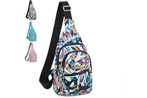 MOAMUN Sac de Poitrine femmes, Sac à Bandoulière Ultraléger Nylon Sac de Poitrine Avec Prise Casque, Léger Sacoche Porté Épaule Convient pour Les Voyages Le Tourisme Sac Léger Étanche