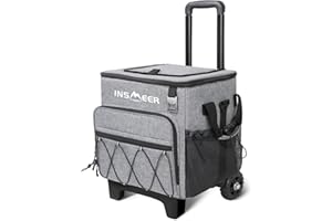 INSMEER Bolsa Térmica, Hielera con Ruedas 60 Latas/40 litros con Ruedas, Bolsas de refrigeración Suaves Plegables/aisladas/a Prueba de Fugas, para Playa, Camping, Picnic, Compras de comestibles