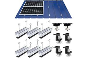 ANFIL® Supporto per Tetto in Metallo, 12 cm, Guide e Accessori, Regolabile, in Alluminio, per Montaggio Solare, Tetto Piatto, Applicabile, Pannelli Solari, Spessore 30-35 mm (per 2 pannelli solari)