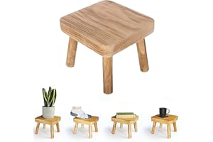BRAVECOW Small Wooden Stool Detachable Portable Plant Stand Holder Household Outdoor Decor Flower Pots Side Table Fishing Chair Kids 20CM