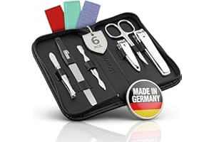 MARQUS Solingen Set per Manicure da Uomo e Donna – Kit Professionale da 6 Pezzi. Include Forbicine e strumenti per Mani e Piedi con Custodia da Viaggio. Ideale per una cura precisa ed elegante delle Unghie