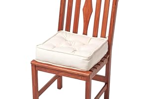 HOMESCAPES Cream Dining Chair Booster Cushion Large Firm 40 cm Square Seat Pad with Supportive 10 cm Thick Lift Luxury Soft Touch Cotton Cushion For The Elderly, Post-Operative and Pregnancy