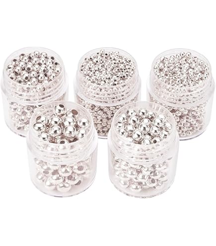 Perline Rotonde In Argento Sterling 925 Perline Distanziatrici Accessori Per Gioielli Accessori Perline In Argento Per La Creazione Di Gioielli Con Collane E Bracciali - Foto 2