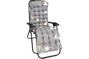 Zyncove Liegestuhl Auflage, Lange Liegenauflage170x53 cm, Tragbarel Auflage für Gartenliegen, Ersatz-Schaukstuhl Bank und Liegestuhl (Floral Grau)