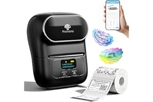 Phomemo M110 Label Maker Machine, Bluetooth Wireless Portable Sticker Label Maker for address, Barcode, Logo, Thermal label Printer Compatible with Android & iOS Phone,Black