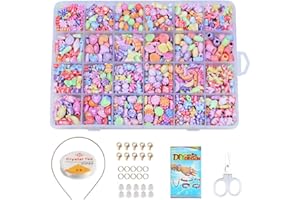 TOPWAYS® DIY Bead Set Bambini Perline Fai-da-Te Perline e creazione di Gioielli, Perline Colorate dei Bambini Fare Gioielli Braccialetti Necklace Kit Perline per Ragazze 24 Tipi (Amaretto)