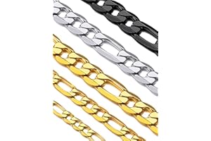 Suplight Collana Uomo a Catena Cubana Figara Scatola in Acciaio Inossidabile 316L Placcato Nero/Oro/Argento larghezza 4-6-9mm lunghezza 46-76cm per Uomo Ragazzo Hip Hop Rapper Confezione Regalo