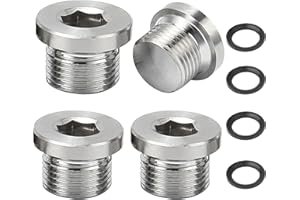 Beatific 4 tappi ciechi da 1/4 pollici, tappi ciechi, tappi filettati autosigillanti, tappi di chiusura in acciaio al carbonio con guarnizione, tappi per termosifoni per intasamento