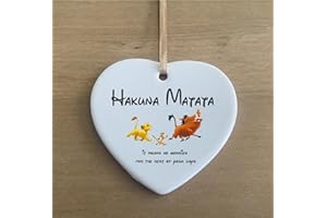 the sticker studio ltd Lion King Inspired By Walt Disney Hakuna Matata Quote Ceramic Heart Shape Plaque Gift Sign cr5