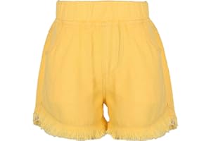 Mufeng Enfant Fille Short en Jean Denim Taille Elastique Pantalon Court Eté Casual Bermuda Short Gymnastique Sport Fitness Yoga 5-14 Ans