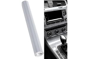 TPZORJX 1 rouleau de film carbone 7D, film automobile 150 x 30 cm, film automobile vinyle autocollant, film carbone de protection automobile, film fibre，Couleur argent