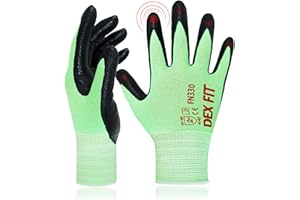 DEX FIT FN330 Guanti da Lavoro Rivestiti in Nitrile - Vestibilità 3D-Comfort, Presa Salda, Sottili e Traspiranti, Compatibili con Touchscreen, Protettivi, Lavabili; Verde 7 (S) 3 Paia