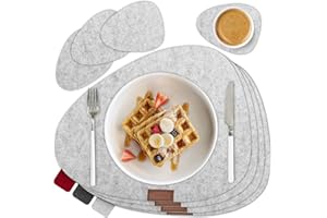 ‎SMØLA smøla 8-teiliges Premium Filz Tischset - Oval inkl. Untersetzer I Platzset Abwaschbar Grau I Platzset Abwischbar, Platzdeckchen Set mit Filzuntersetzer für Teller, Gläser I Tischdeko Winter, Edelgrau