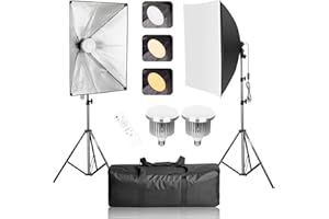 EMART 50 x 70 cm Softbox Set, 85 W 3000-6000 K Dimmable LED Softbox Lighting Kit for Video, Photography, Studio Portraits