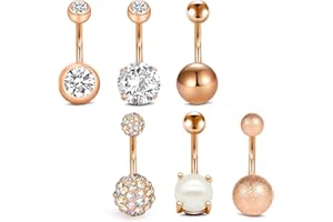 Mayhoop 6-12Piezas Anillo del Ombligo Piercing del Ombligo Acero Inoxidable 14G 10mm para Las Mujeres y Las niñas Joyería del Cuerpo del Vientre