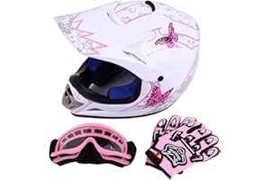 SAMGER SAMGER Samger Dot Youth Niños Fuera del Casco de Motocross Dirt Bike Casco con Guantes Gafas (Blanco,S)