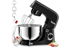 Vezzio Small Stand Mixer,4.5 liters Food Mixers for Baking,1500W 10-Speed Kitchen Cake Mixers,Electric Kitchen Mixers with Small form-factor, Easy to use and Lightweight(4.5L, Black)