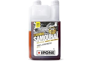 IPONE - Aceite Motor Moto 2 Tiempos Samourai Racing - 100% Sintético con Esteres - Alto Rendimiento - Bidón Dosificador 1 Litro
