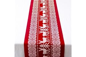 Zemolo Nappe Noël Chemin de Table en Coton et Lin de Noël Décoration de Table Nappe Lavable pour Fête 28 * 270CM Nappe Noel