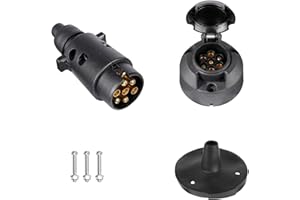 BEIJISTAR Spina per Rimorchio 7 Poli e Presa per Rimorchio 7 Poli con Guarnizione in Gomma, 12V Connettore Presa Spina per Rimorchio 7 Poli Impermeabile, per Camion RV Barca Caravan (Stivali di Gomma)