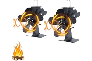 AOTECNO 2 ventiladores quemadores de leña, quemador de leña de 5 cuchillas, ventilador de leña, ventilador de leña, ventilador de chimenea silencioso ecológico alimentado por calor, accesorios para quemador