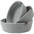Textile and Beyond Jute Rope Storage Basket Set of 3 – Small Box Organizer for Bookshelf, Laundry, Toys, Baby Tray & Kitchen